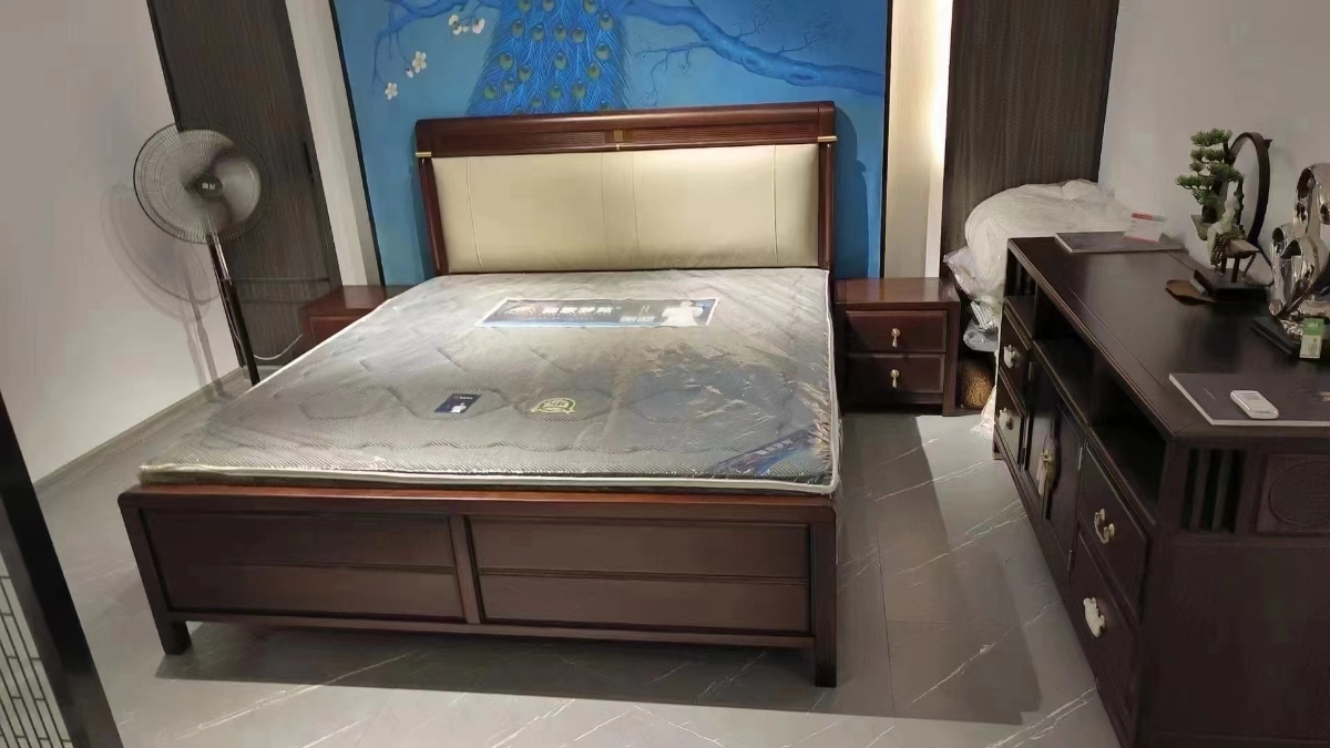 金百风 新中式风格家具乌金木实木卧室床3180022