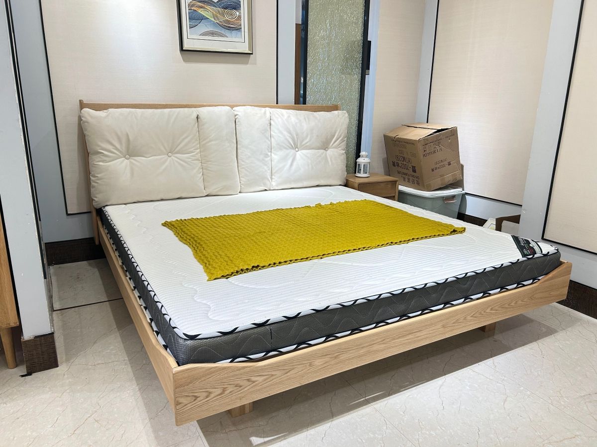 栖枝原木风家具 北欧风格白蜡木软包床2920010