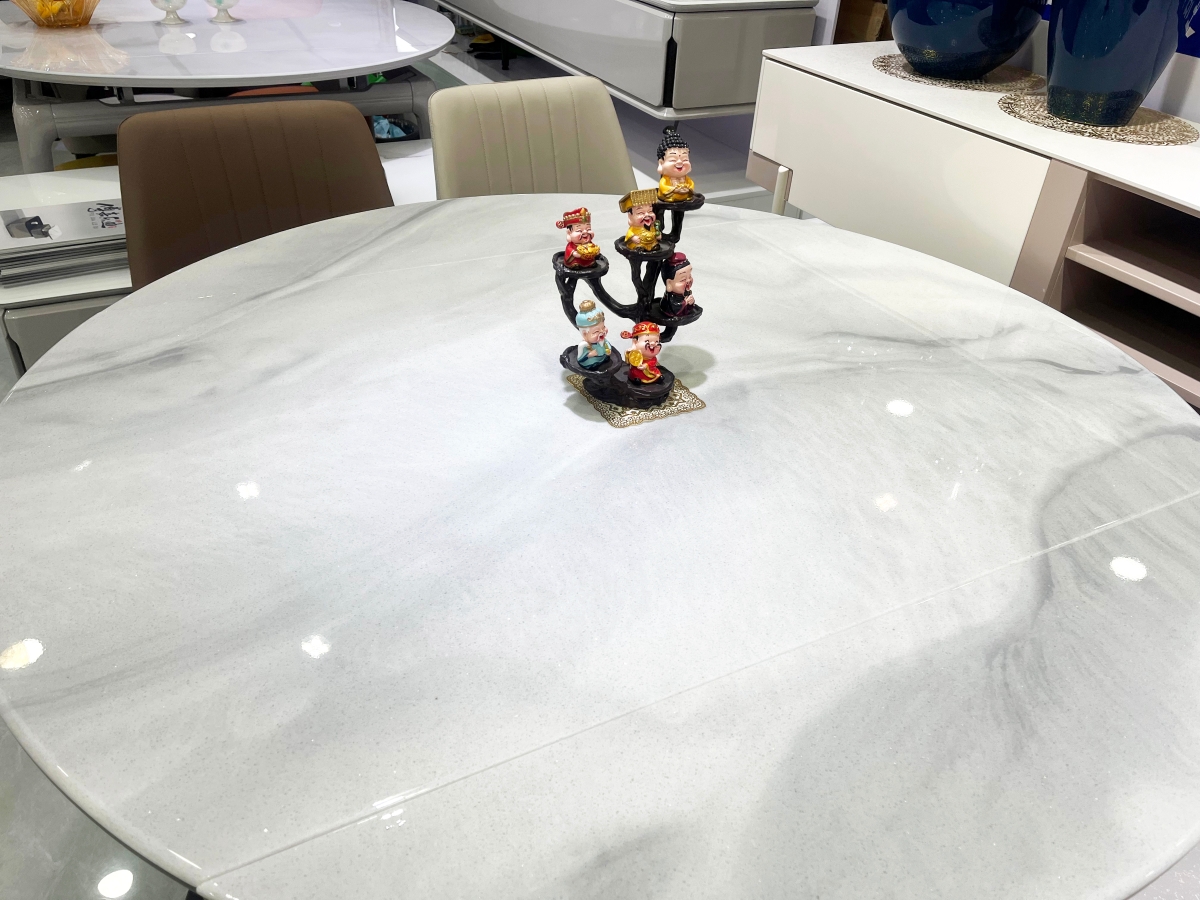 傅嘉乐迪两厅家具现代简约风格科技石台面+白蜡木桌腿可伸缩餐桌3010002