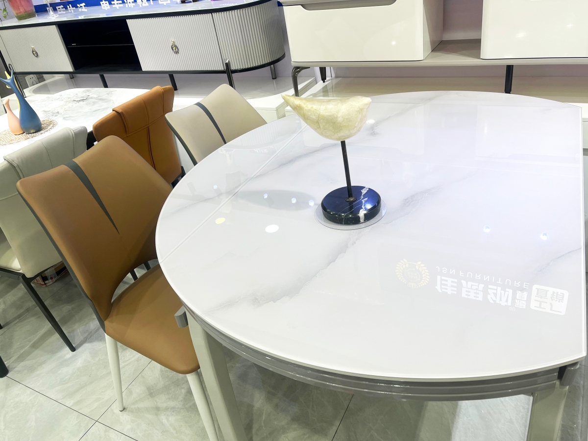 傅嘉乐迪两厅家具玉晶石台面+橡木脚可伸缩餐桌3010003