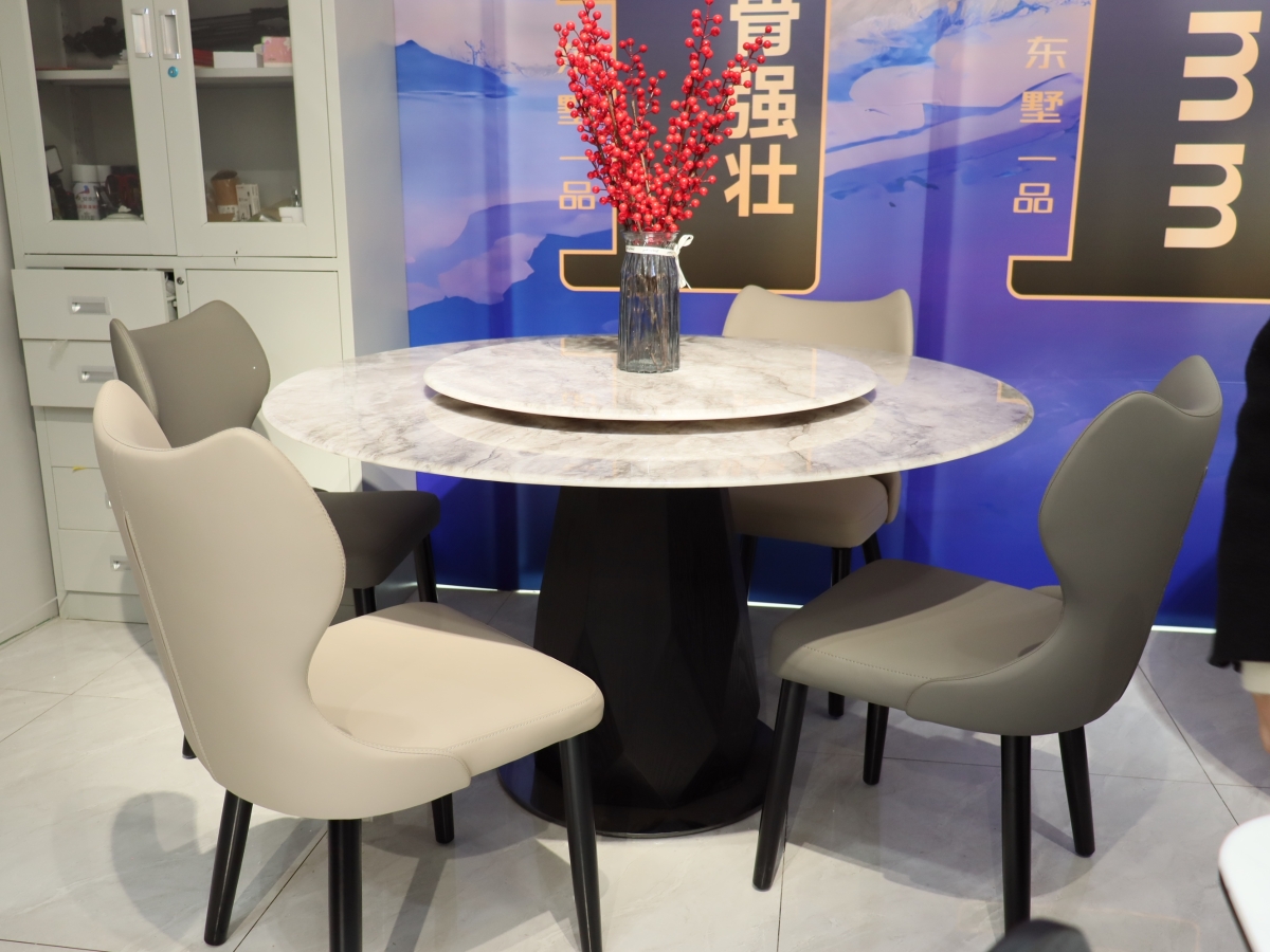 东墅一品客厅家具 现代风格带转盘圆餐桌3030004